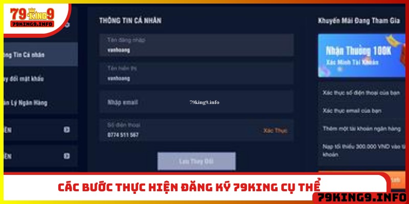 Các bước thực hiện đăng ký 79King cụ thể